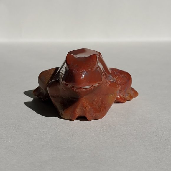 Carved Red Ocean Jasper Frog - Picture 6 of 6